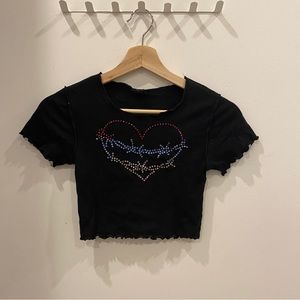 urban outfitters bedazzled barbed wire heart baby tee